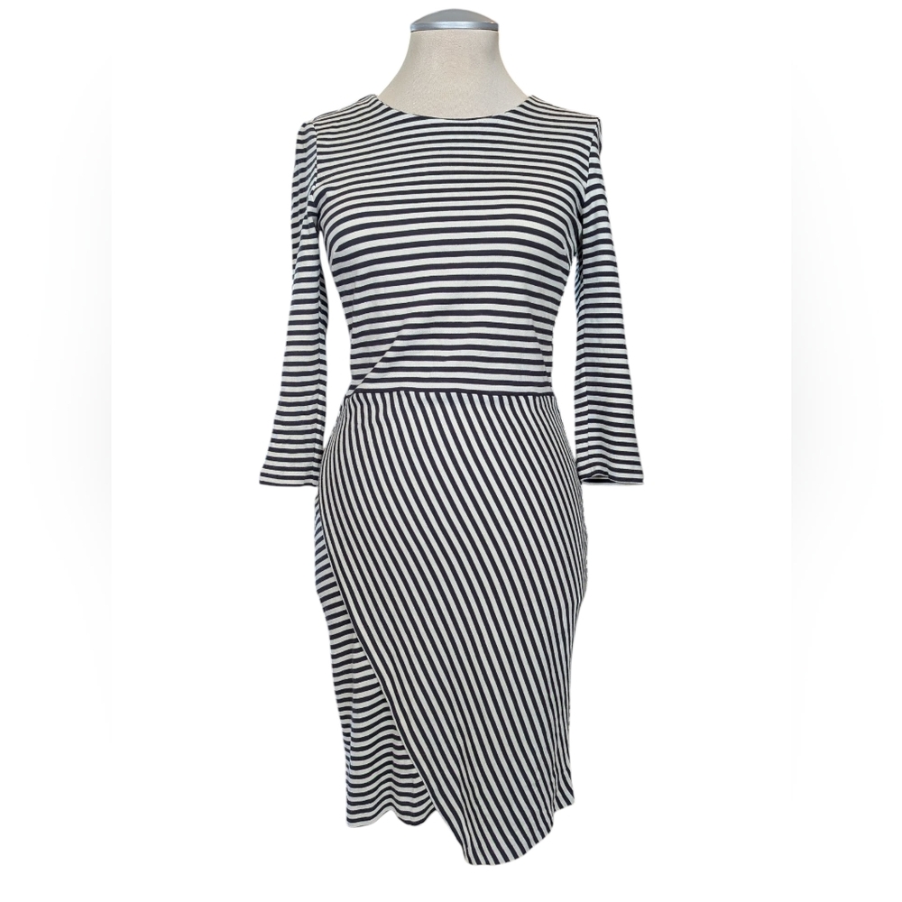 Esprit Monochrome Striped 3/4 Sleeve Dress